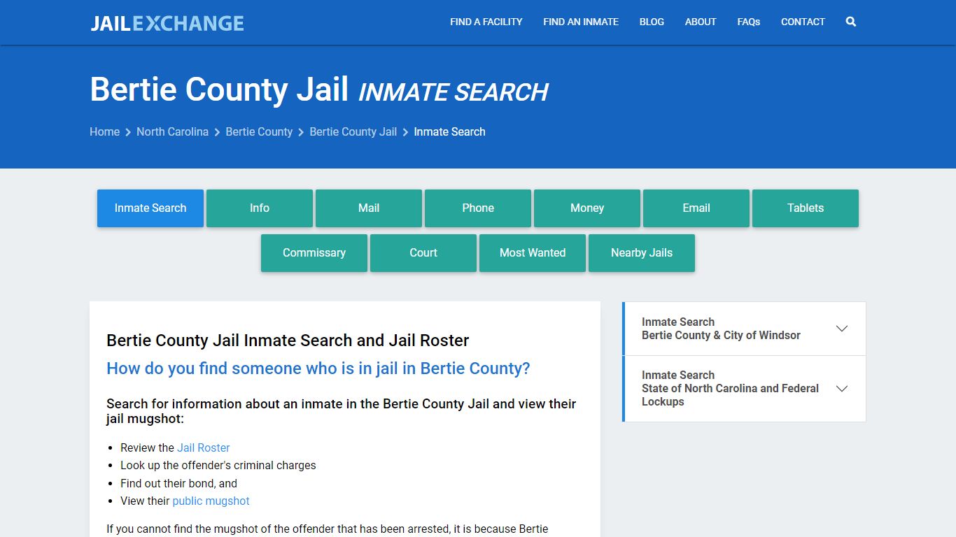 Inmate Search: Roster & Mugshots - Bertie County Jail, NC