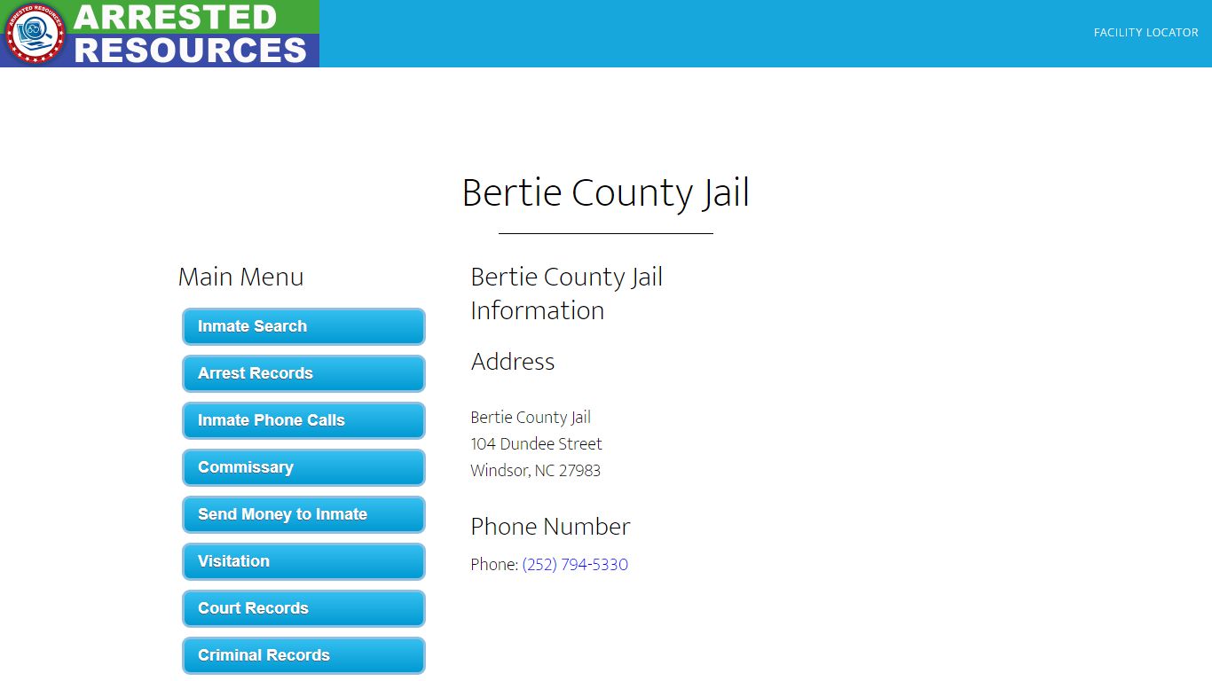 Bertie County Jail - Inmate Search - Windsor, NC - Arrested Resources